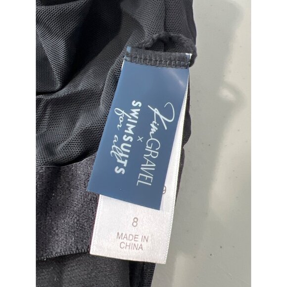 Kim Gravel x Swimsuits For All Sarong Front One Piece Suit Size 8 Black Beach - Picture 5 of 9